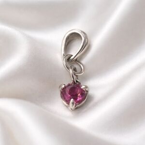 Elegant Silver and Orange Red Moissanite Pendant